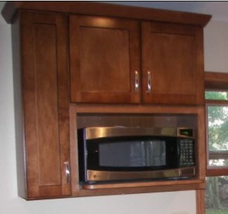 Wall cabinet with microwave cut-out