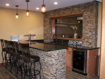 Man cave bar in basement