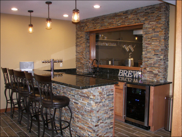 Custom-built wet bar construction