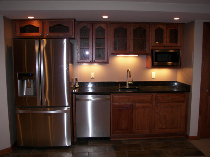 Kitchen construction in the basement