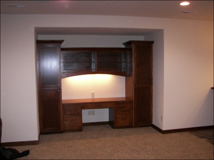 Basement entertainment center custom construction