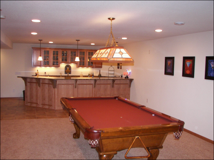 Pool table rec room basement remodel