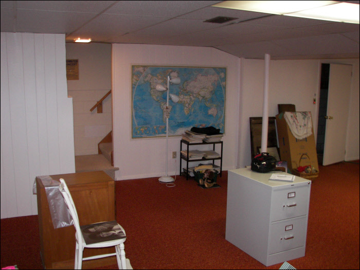 Basement recreation area with adjustable lighting