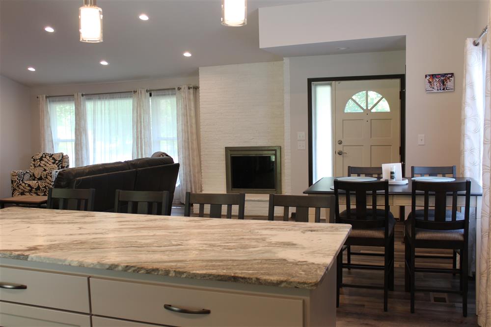 Luxury vinyl plank flooring in a renovated kitchen