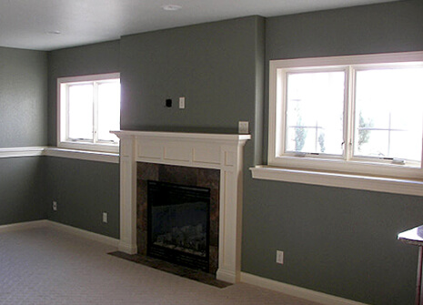 Newly remodeled basement fireplace